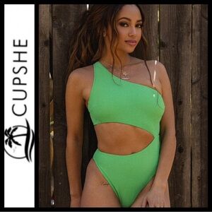 NWT Cupshe Vacation One Shoulder Cheeky Swimsuit